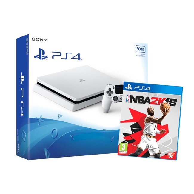 Playstation 4 Console 500GB - Glacial White + NBA 2K18 Bundle