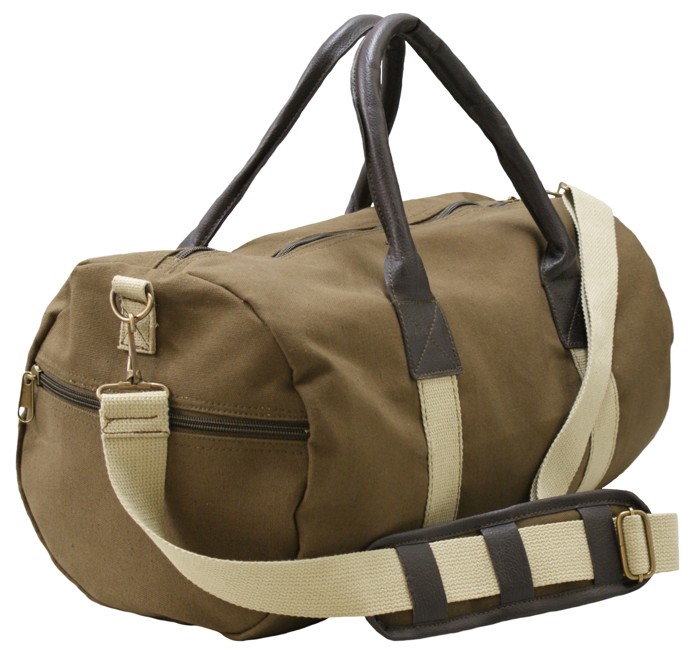 Canvas Duffle Leatherette Carry Shoulder Gym Bag