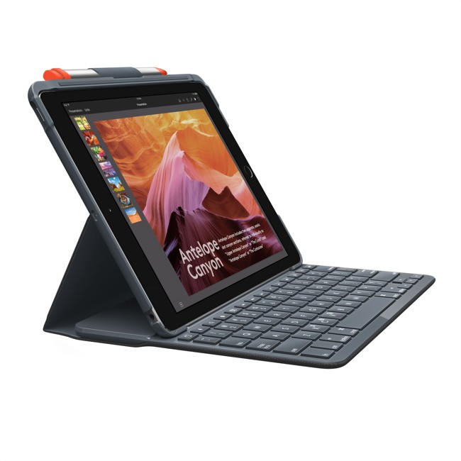 Logitech - Slim Folio Bluetooth tastatur og tablet cover Nordic