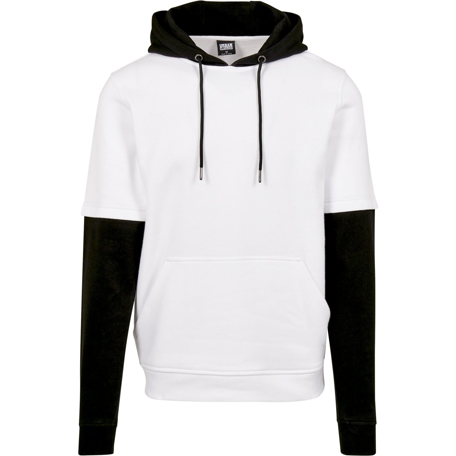 Buy Urban Classics Double Layer Hoody White Black