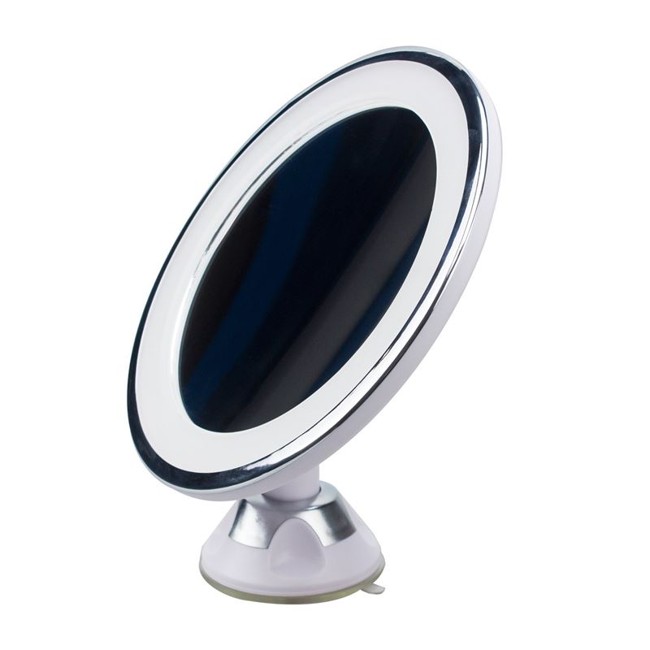 UNIQ® 10x Magnifying Suction Mirror With Bright LED Light - White
