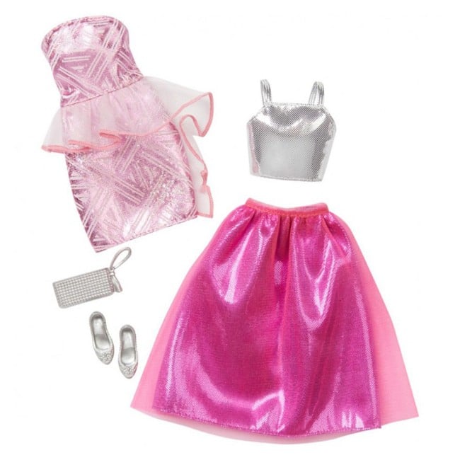 Barbie - Dukketøj dobbeltpakke - Pink og sølv kjoler