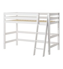 Hoppekids - ECO Luxury Medium Bed 90x200 cm, Sloping Ladder, White