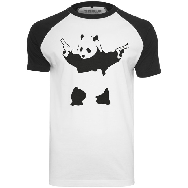 Merchcode Shirt - Banksy Panda Raglan white