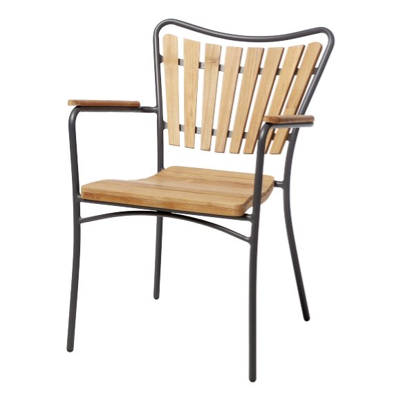 Cinas - Hard & Ellen Garden Chair - Aluminium/Teak - Antracit (3515136)