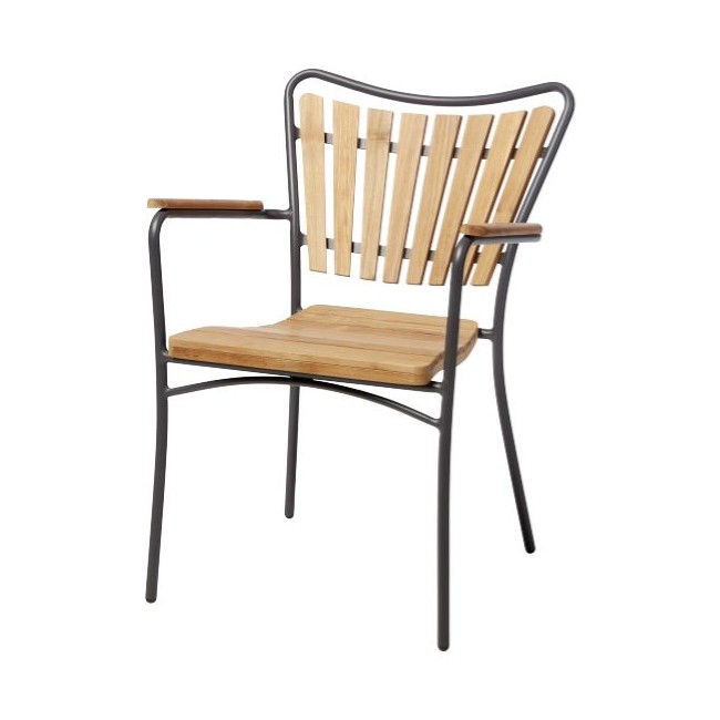 Cinas - Hard & Ellen Garden Chair - Aluminium/Teak - Antracit (3515136)