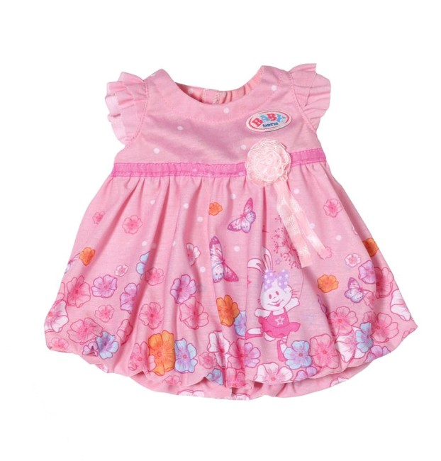 Baby Born - dukke kjole med bøjle - Pink Blomsterprint