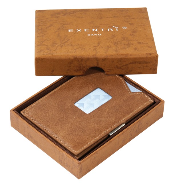 Exentri Sand Leather Wallet, RFID Block