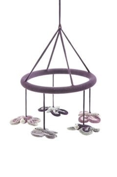 Smallstuff - Hanging Mobile Butterflies - Aubergine/silver