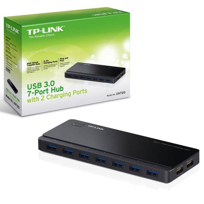 TP-LINK (UH720) External 7 Port Super Fast USB 3.0 Hub With 2 Charging Ports