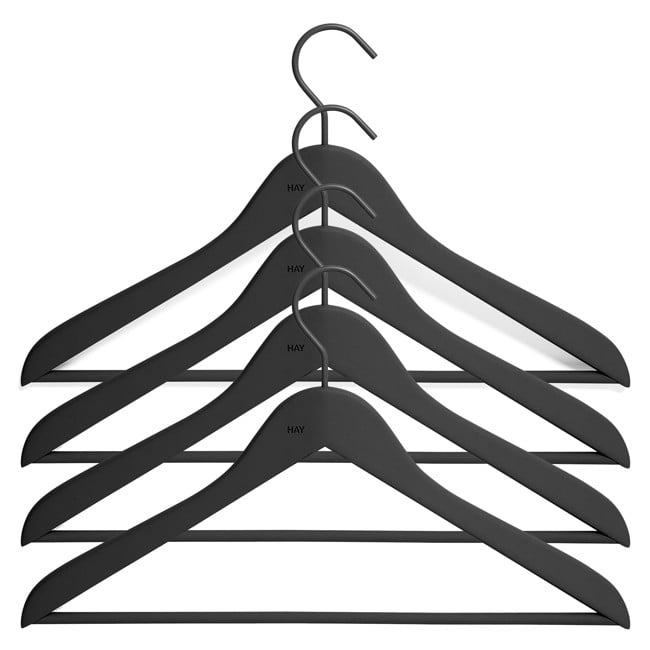 HAY - Soft Coat Hanger With Bar Slim Set of 4 - Black (500083)