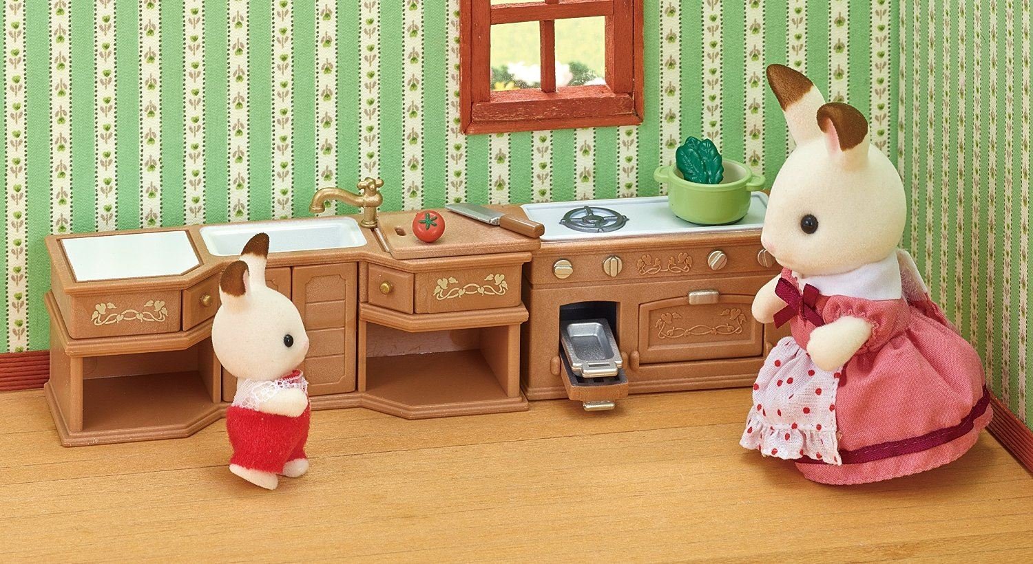 sylvanian families kitchen stove sink and counter set