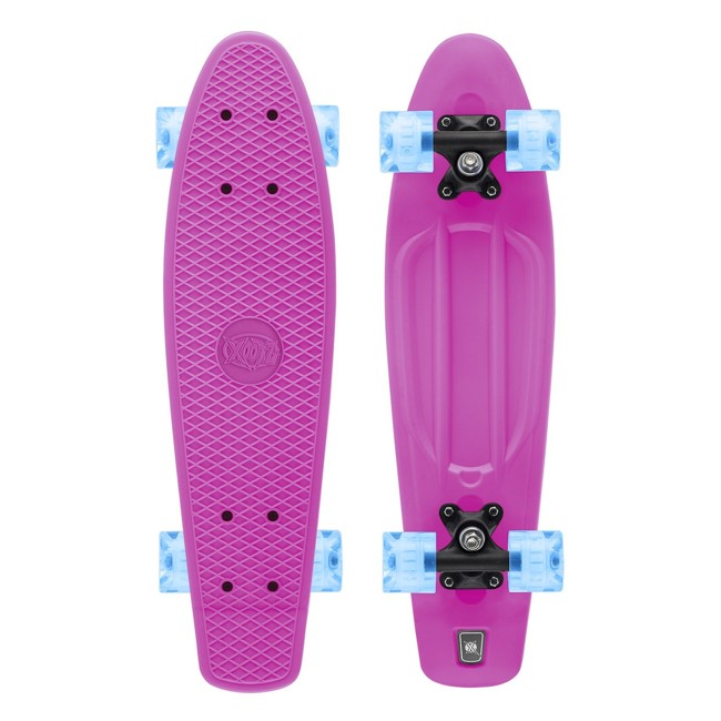 Xootz Kid's Retro Plastic Skateboard with LED Light Up Wheels Pink 22-Inch