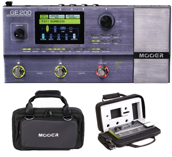 Mooer - GE-200 - Guitar Amp Modelling & Multi Effekt Pedal + SC-200 Gigbag / Taske