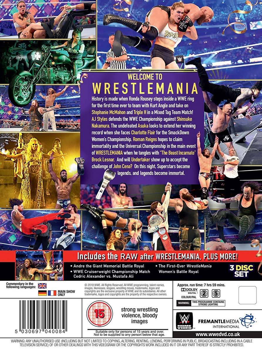 Køb WWE: Wrestlemania XXXIV - 34 - 2018 (3-disc) - DVD