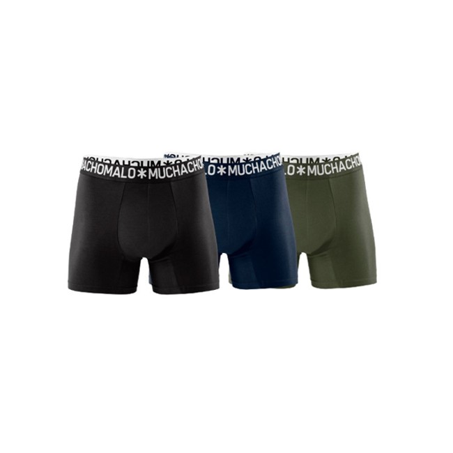 MUCHACHOMALO 3-PACK COTTON SOLID BLACK NAVY. GREEN