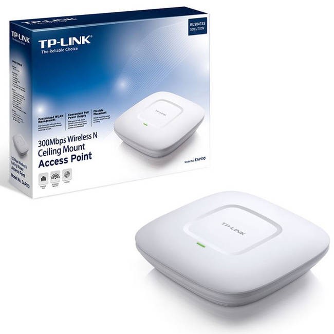 TP-LINK (EAP110) Ceiling Mounted 300MBPS Wireless N POE Access Point 10/100MBPS