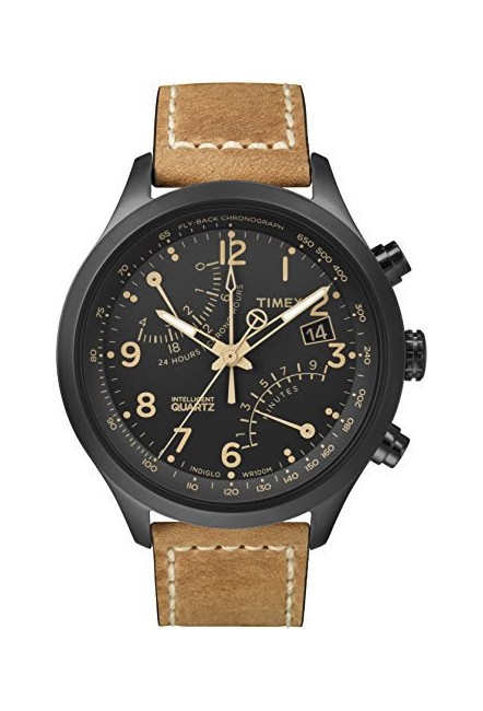 Timex Mens Quartz Watch with Chronograph Display and Leather Strap