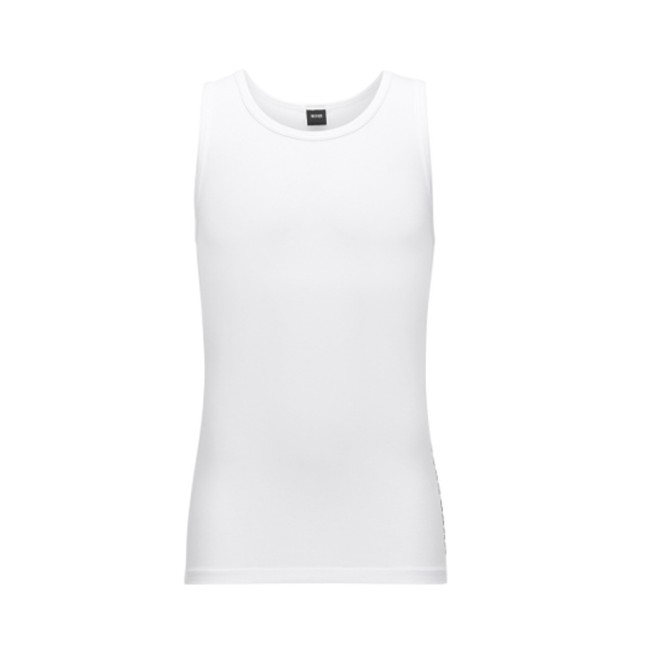 Hugo Boss Tank Top Or Single Jersey With Low, Round Neck And Logo, White