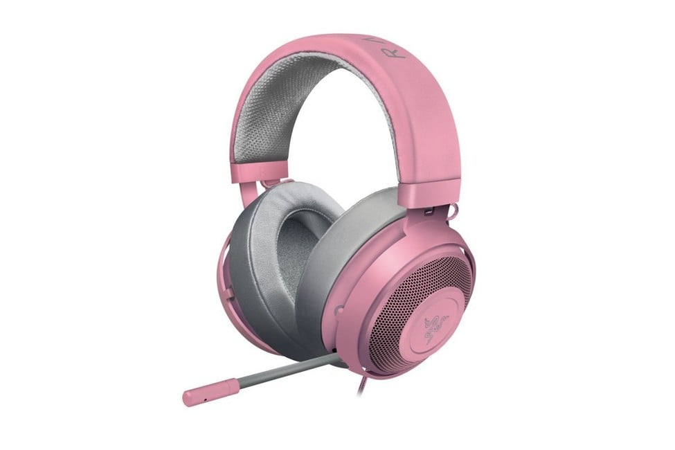 Razer Kraken Pro V2 Quartz Edition Wired On-Ear Analog Jack Port Gaming Headset with 50 mm Drivers for PC, Xbox One and Playstation 4, Oval Earcups, Pink