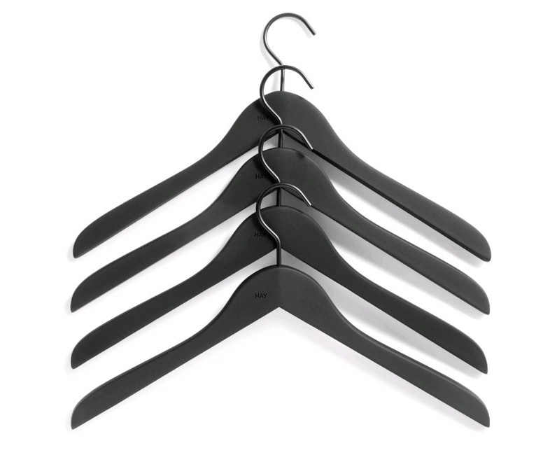 HAY - Soft Coat Hanger Slim Set of 4 - Black (500075)