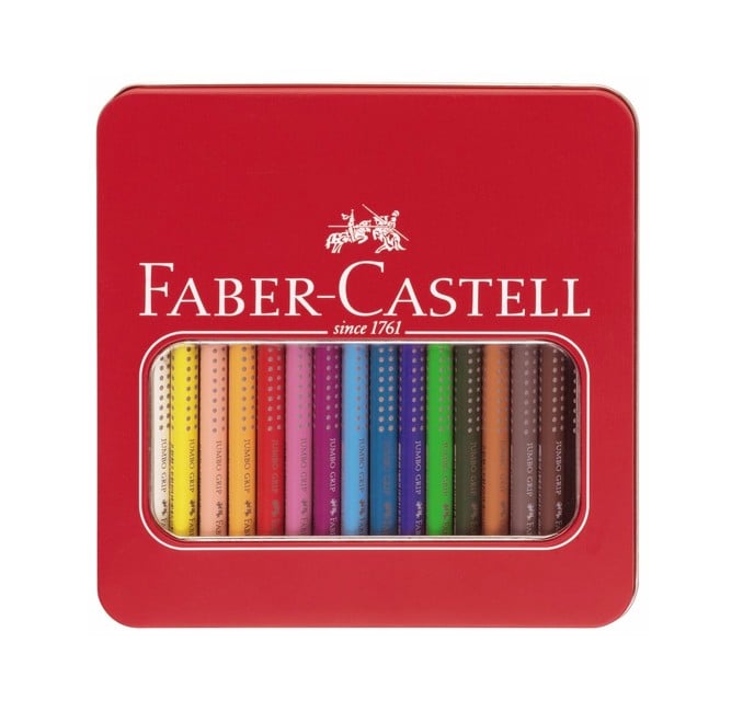 Faber-Castell - Jumbo Grip Farveblyanter i metalæske - 16 stk (110916)