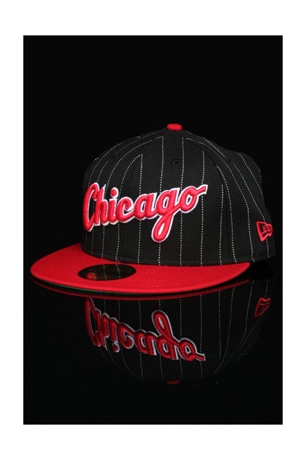 New Era PIN Script Chicago White Sox Black Scarlet Cap